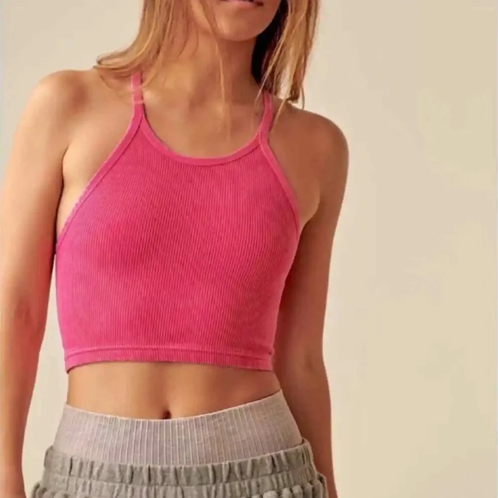 🆕 2/$36 NWOT Free People Movement | Happiness Runs Ribbed Crop Tank | Pink